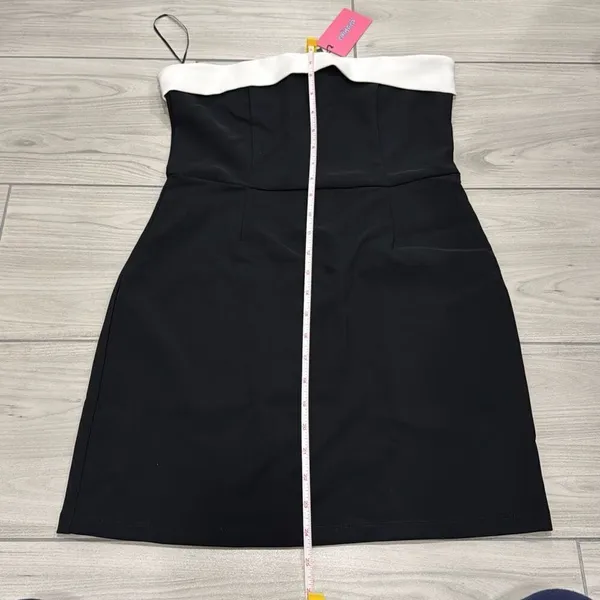 NWT Edikted Priyah Contrast Fold Over black and white Dress size medium ‎ Feels - Image 5