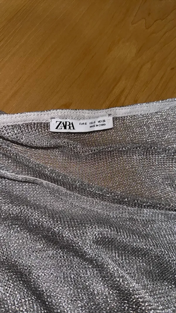 ZARA Silver Top Metallic long sleeve - Image 2