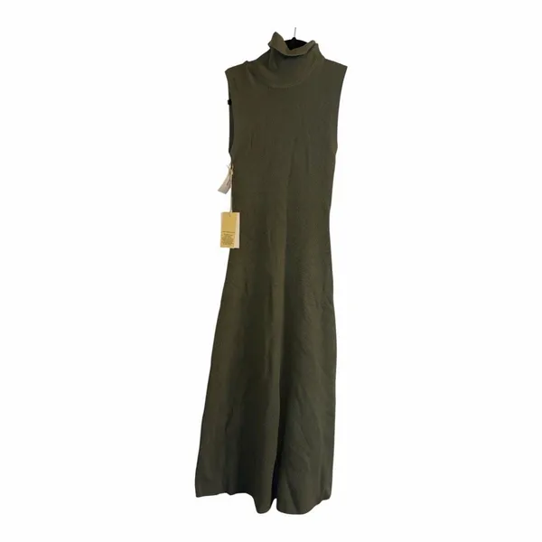 ✨Aritzia Wilfred Olive Green Sleeveless Ribbed Turtleneck Midi Sz XS Dress✨ - Image 5