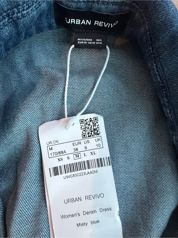 Urban Revivo NWT Denim Cut outs Front Dlits Halter Maxi Dress sz 6 - Image 4