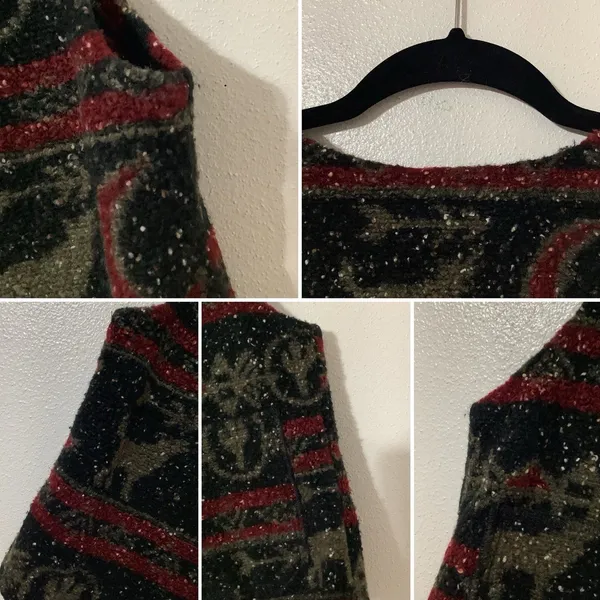 Vintage Retro Western Cowgirl Cowboy Southwestern Black Wolf Cropped Vest Medium - Image 10