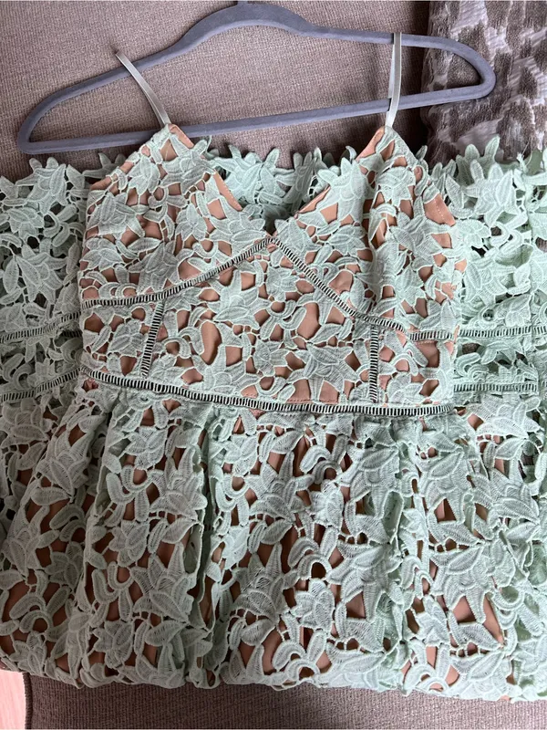 Beautiful Girl Mint Green Crochet Lace Spaghetti Strap Dress Size S - Image 5