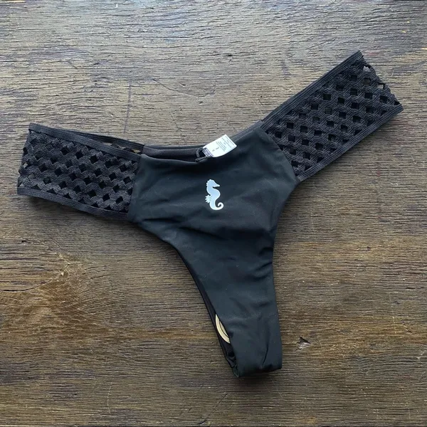 NEW Sunny Co Clothing Miranda Cheeky Swim Bikini Bottoms Black Small - Image 2