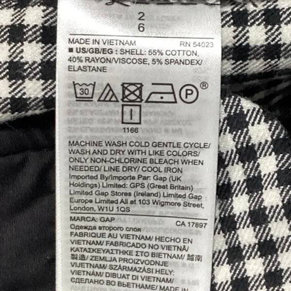 Gap Black White Gingham Checkered Plaid Stretch Skinny Ankle Casual Pants Size 2 - Image 6