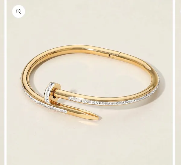 Stone Paved Hinged Bangle Bracelet Gold - Image 2
