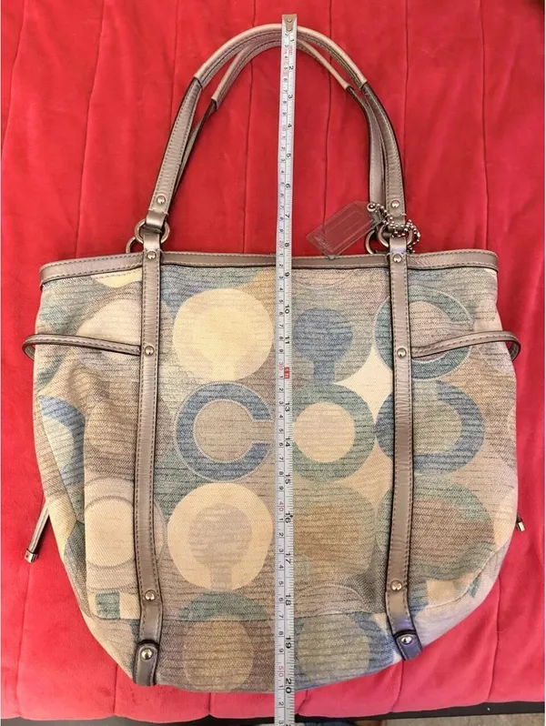 Vintage Coach Audrey Metallic Graphic Op Art Cinched Tote - Image 6