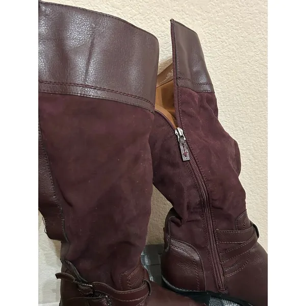 Franco Sarto Boots Womens Size 7.5 Cranberry Red Brown Suede Autumn Western Boho - Image 12