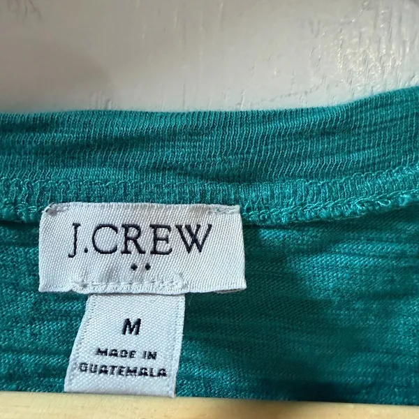 J.Crew Teal Tie Front Tee Dress Slub Cotton Cap Sleeve Casual Size M - Image 3