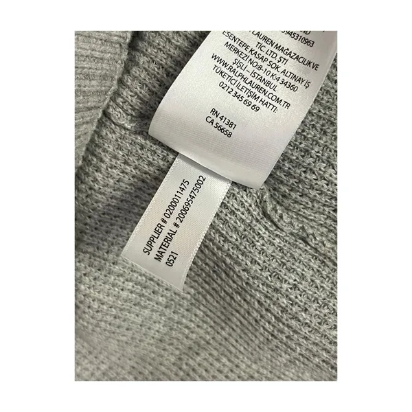 Lauren Ralph Lauren Sweater Womens Medium Gray Hoodie Waffle Knit Preppy Cozy - Image 8