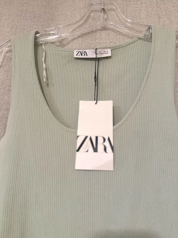 Zara NWT Ribbed Scoop Neck Tank Bodysuit | L - Image 3