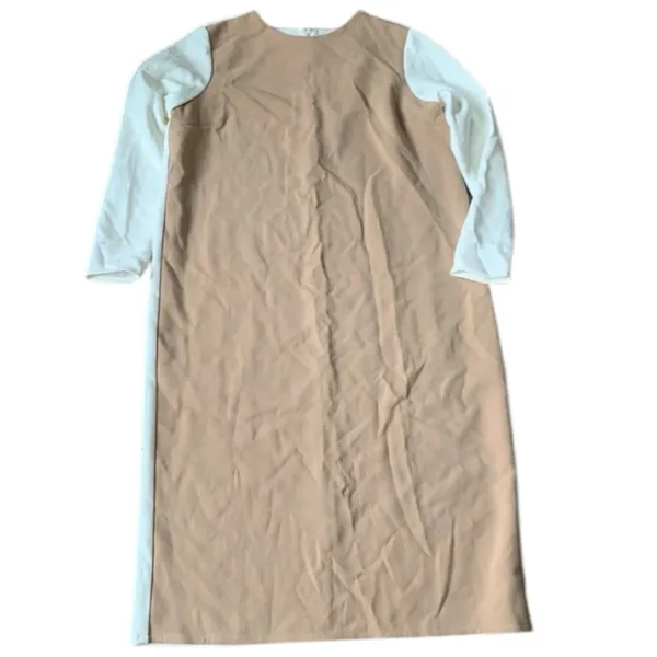 ASOS Womans Colorblock Tan White Long Sleeve Dress Size 10 - Image 4