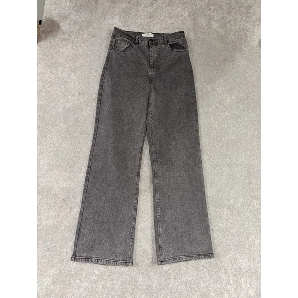 ardene 90s jeans‎ size 09 30x31 high rise gray wash EUC Wide Leg Straight - Image 2