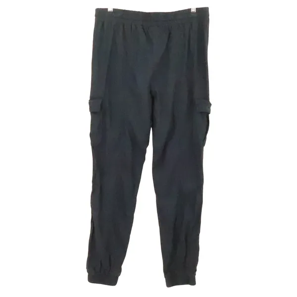 Linen Blend Cargo Jogger Pants Womens Size M Black Utility Gorp Lightweight - Image 6
