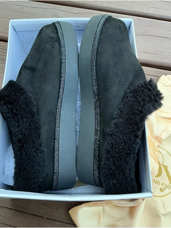 Joy Joy Faux shearling platform outdoor slippers NEW - Image 5