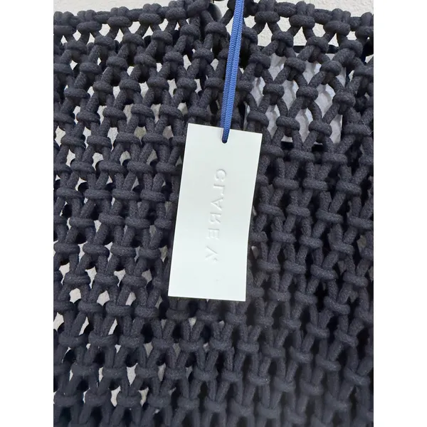 Clare V Black Sandy Tote Bag Cotton Rope Macrame Leather Handles NWT - Image 7
