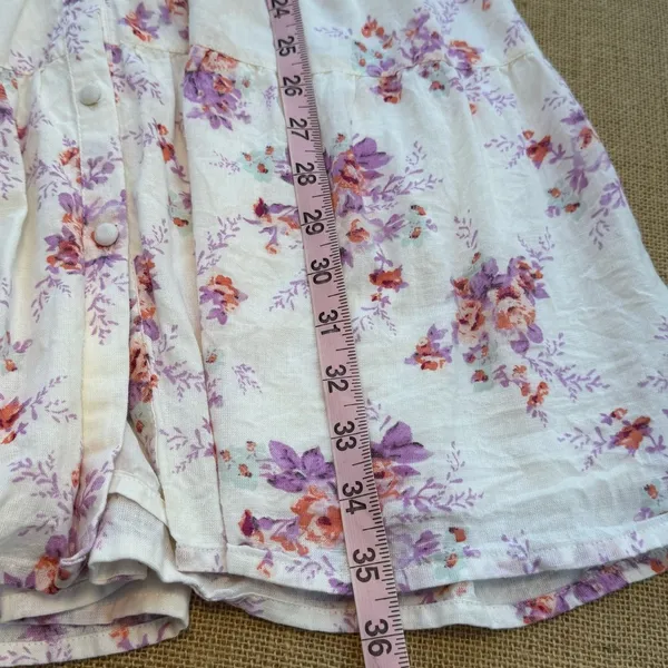 And Now This Women’s Floral Sweetheart Mini Dress Medium Cottagecore Linen Blend - Image 7