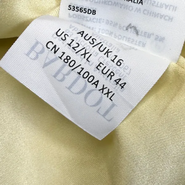 Bardot Yellow Guipure Lace Sheath Midi Dress 12 XL Square Neck Spaghetti Straps - Image 9