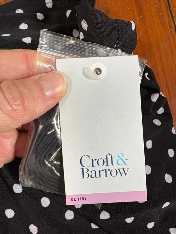 croft & barrow Black Polka Dot Strapless Swim Shirt size XL - Image 2