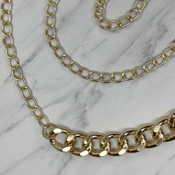 Womens Chunky Gold Tone Metal Chain Link Belt Adjustable Y2K OS ✨ - Image 7