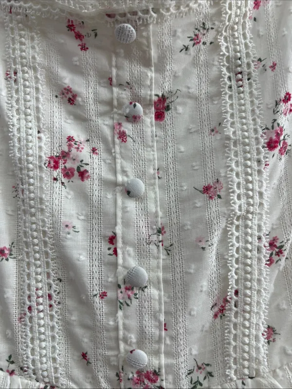 Floral Stripe Clip Dot Sleeveless Maxi Dress Medium - Image 8