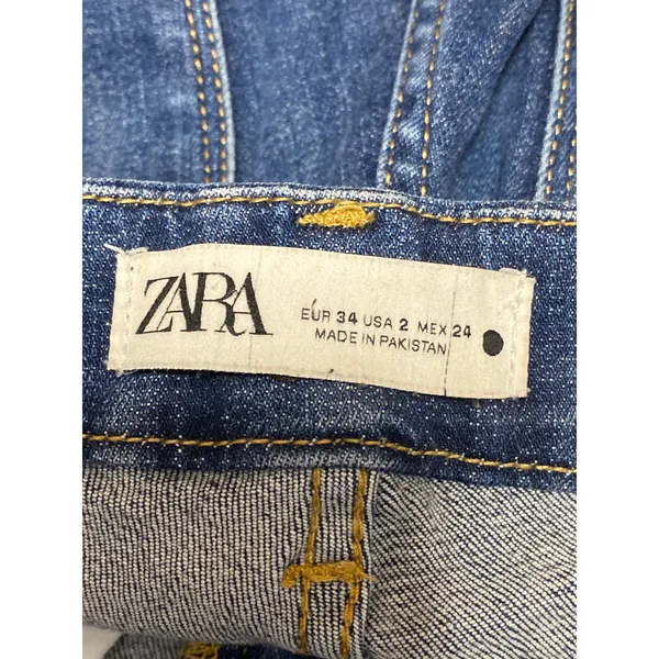 Zara Women's Blue High Waisted Slim Medium Wash Flare Bootcut Denim Jeans Size 2 - Image 5