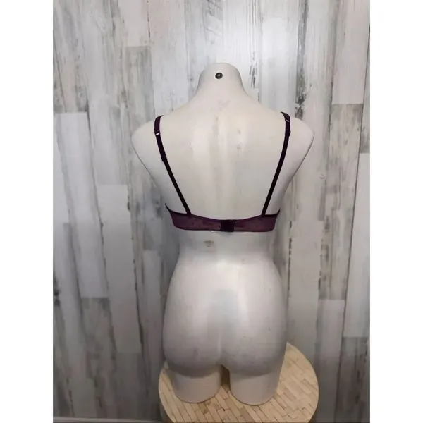DKNY Purple Sheer Mesh Bra 34B Underwire Lightweight Lingerie Minimalist - Image 3