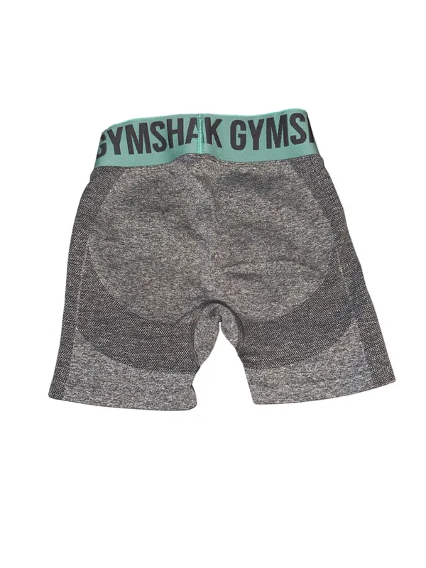 Gymshark Gray Seamless Workout Biker Shorts with Mint Logo Waistband - Image 3