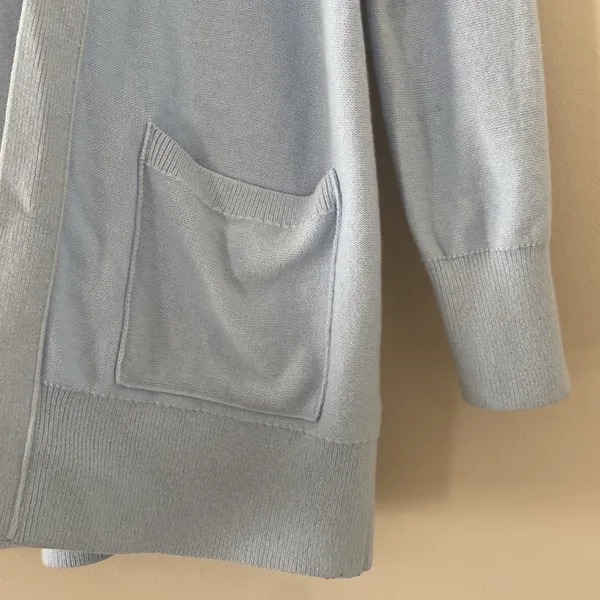 Abercrombie & Fitch Open Front Cardigan With Pockets and Logo Light Blue Size‎ S - Image 6
