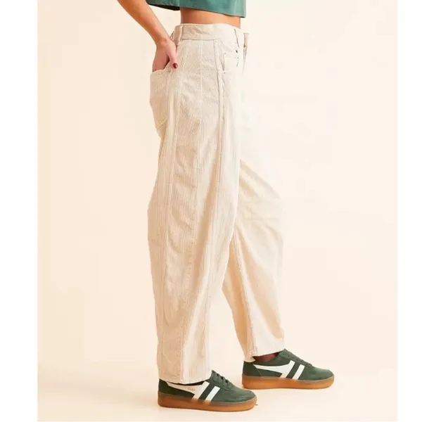 Free People We The Free Good Luck Mid-Rise Cord Barrel Jeans Fall Casual $128 - Image 2
