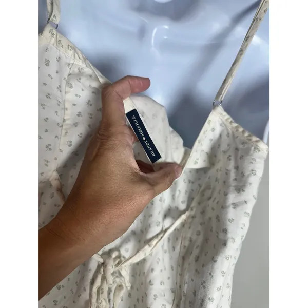 Brandy Melville Arianna Floral Dress White Sage Green Ditsy Cotton Mini XS S - Image 6