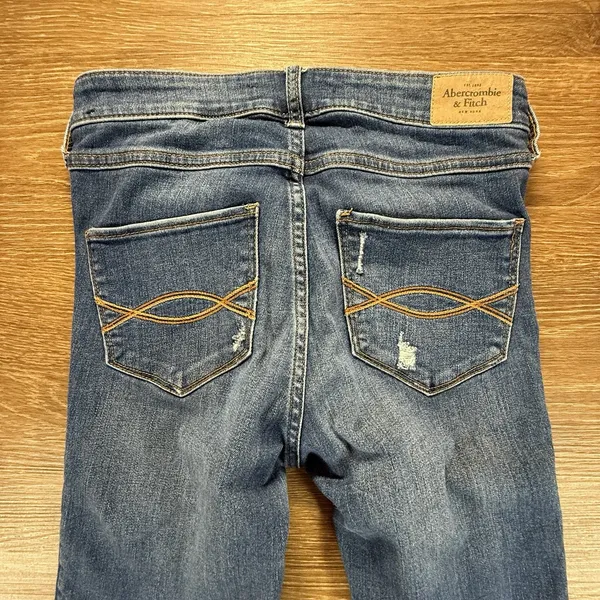 Abercrombie & Fitch Women's 2S Super Skinny Jeans Distressed Blue W26 L29 - Image 9