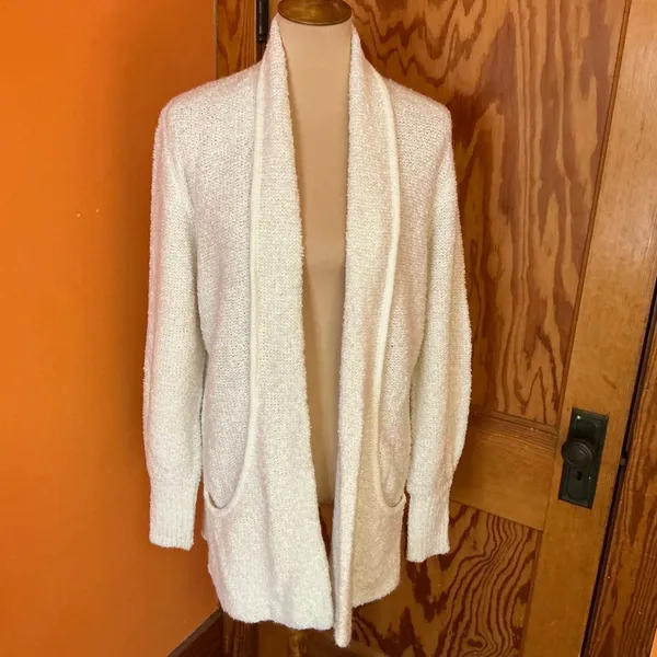 Vtg 90s fuzzy oversized cream cardigan - Image 10