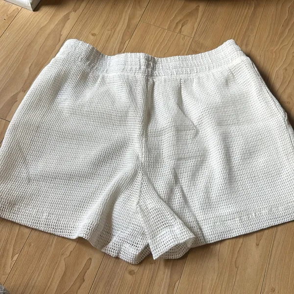 Z Supply High Waist White Textured Shorts - Image 3