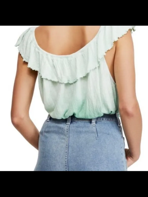 Free People Mint Ombre Ruffle Top - Image 6