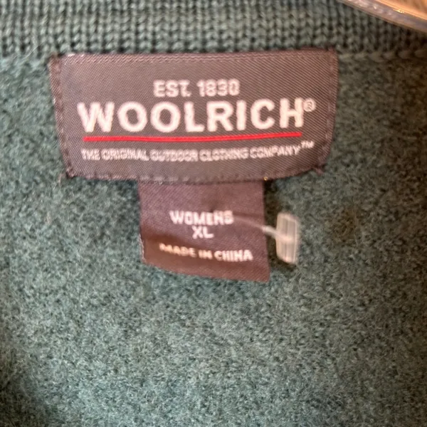 Woolrich Womens XL‎ Mallard Green 100% Wool Fringed Button Front Jacket Western - Image 5