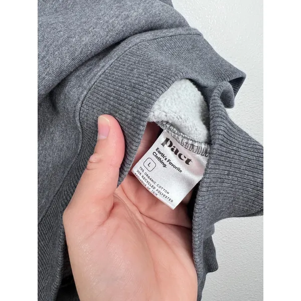 Pact Women's V Neck Pullover Sweatshirt Gray Sz‎ L - Image 5
