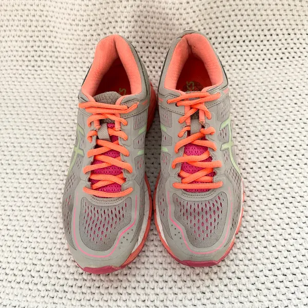 Asics Women's GEL-Kayano 22 Running Sneakers Shoes Silver Grey Pistachio Coral - Image 3