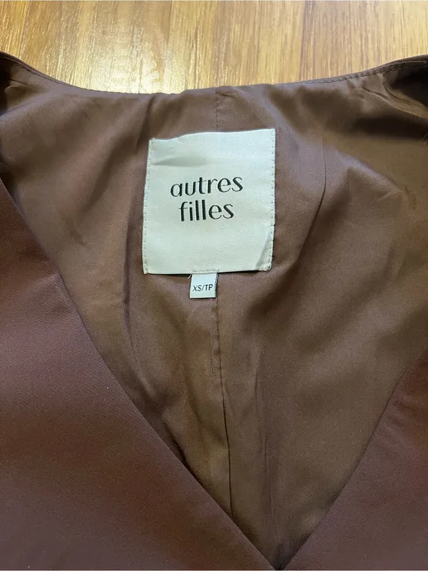 Tailored Brown Sleeveless Button Vest Size XS - Image 3