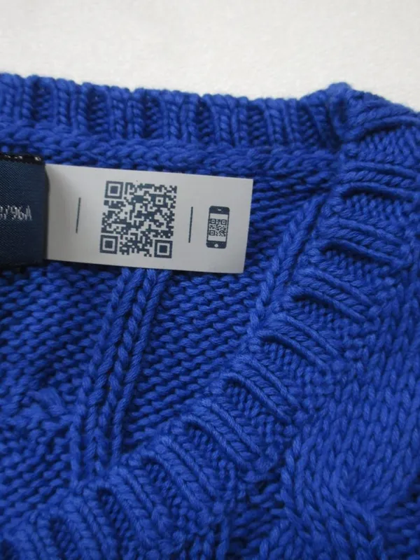 NWT Polo Ralph Lauren Cable-Knit Pima Cotton Crew Neck in Blue Sweater L - Image 5