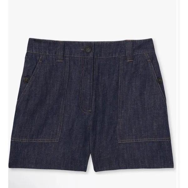 Reiss Ashby Linen Shorts Denim High Waisted Sz 2 NWT $175 - Image 5
