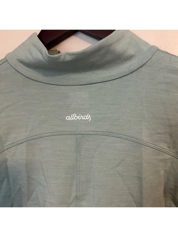 Allbirds Quarter Zip Pullover Natural Run Mid Layer Green Hush Athleisure Casual - Image 8
