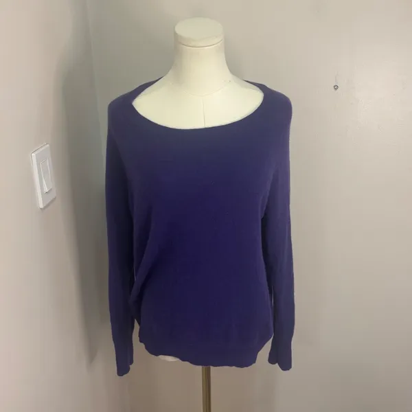 Apt 9 Womens Purple 100% Cashmere Scoop Neck Raglan Sleeve Sweater Size M - Image 2