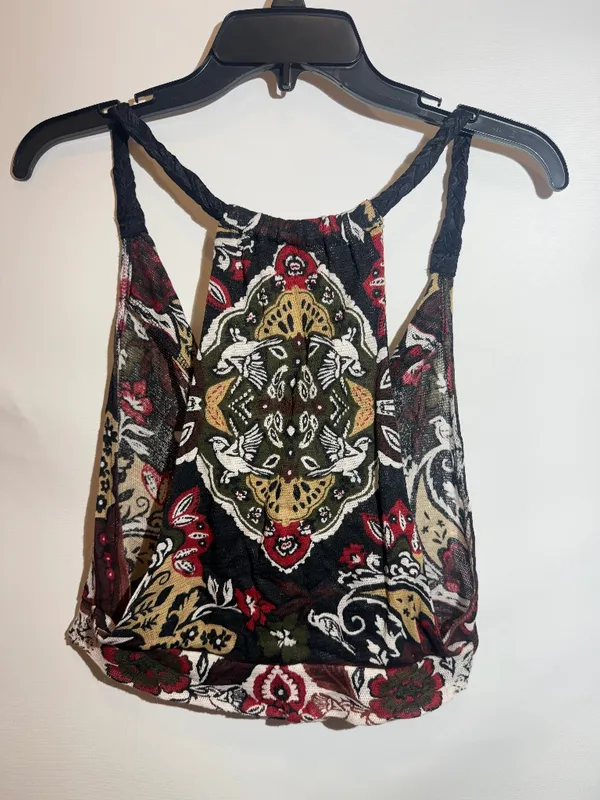 NWT Free People Laila Cowl Neck Braided Strap Cotton Crop Tank Top M - Image 3