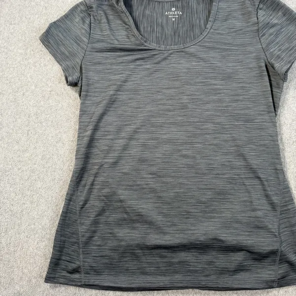 Athleta Women's Medium Gray Heather Short Sleeve Scoop Neck Activewear Top - Image 4