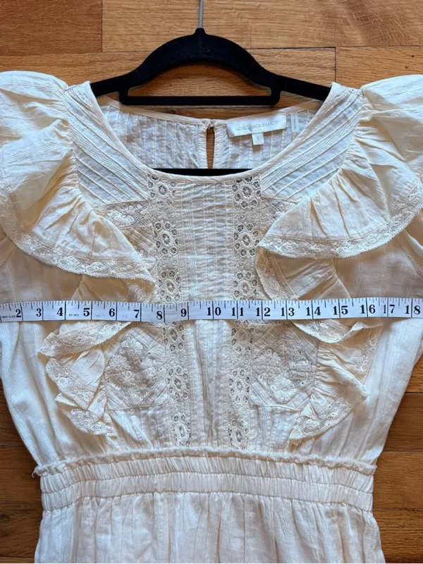 LoveShackFancy Santorini Mini Dress Small Cream Ivory Lace Ruffle Cottagecore‎ - Image 9