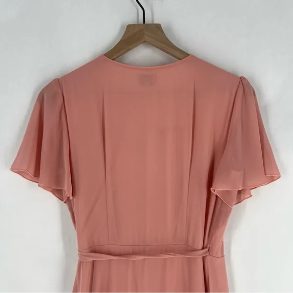 Show Me Your MuMu Pink Crepe Chiffon‎ Flutter Sleeve V-Neck Wrap Maxi Dress S - Image 8