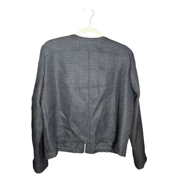 Adrienne Vittadini Womens Black Textured Zip-Up Blazer‎ Sz XL - Image 3