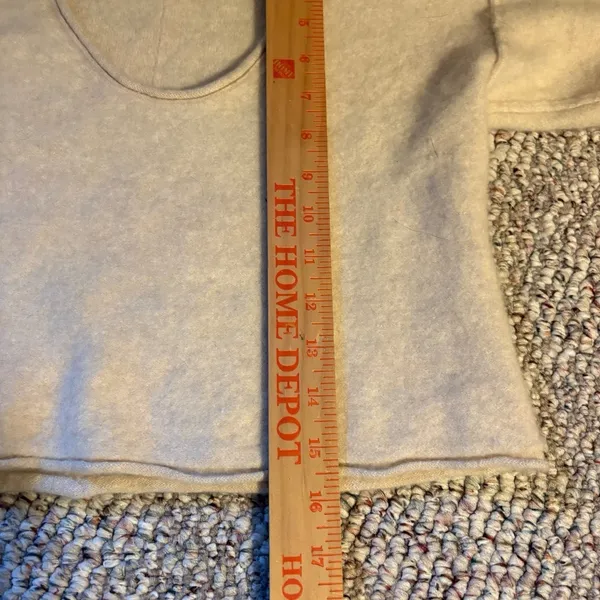 100% Cashmere Free People Cream Cropped Scoop Neck Sweater Exposed Back Seam XS - Image 8