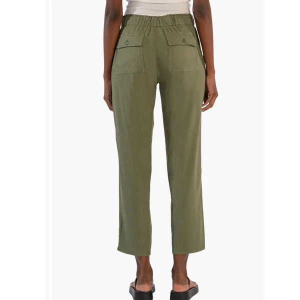 Kut from the Kloth Rosalie Relaxed Drawstring Pant Olive Green Linen Blend M NEW - Image 2