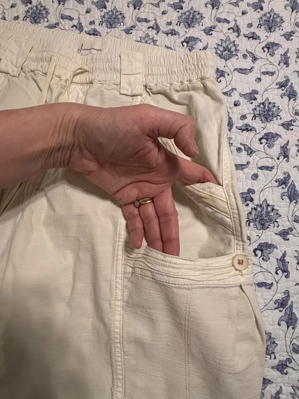 Anthropologie Angela Cropped Cargo Pants Size 26 Ivory utility Cotton Lyocell - Image 12